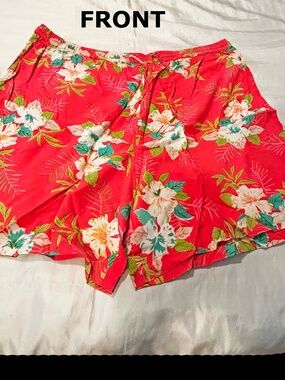 SHORTS, PINK/GREENS/BLUES, SZ 3X, POCKETS, ELASTIC WAIST WITH DRAWSTRING, MADE